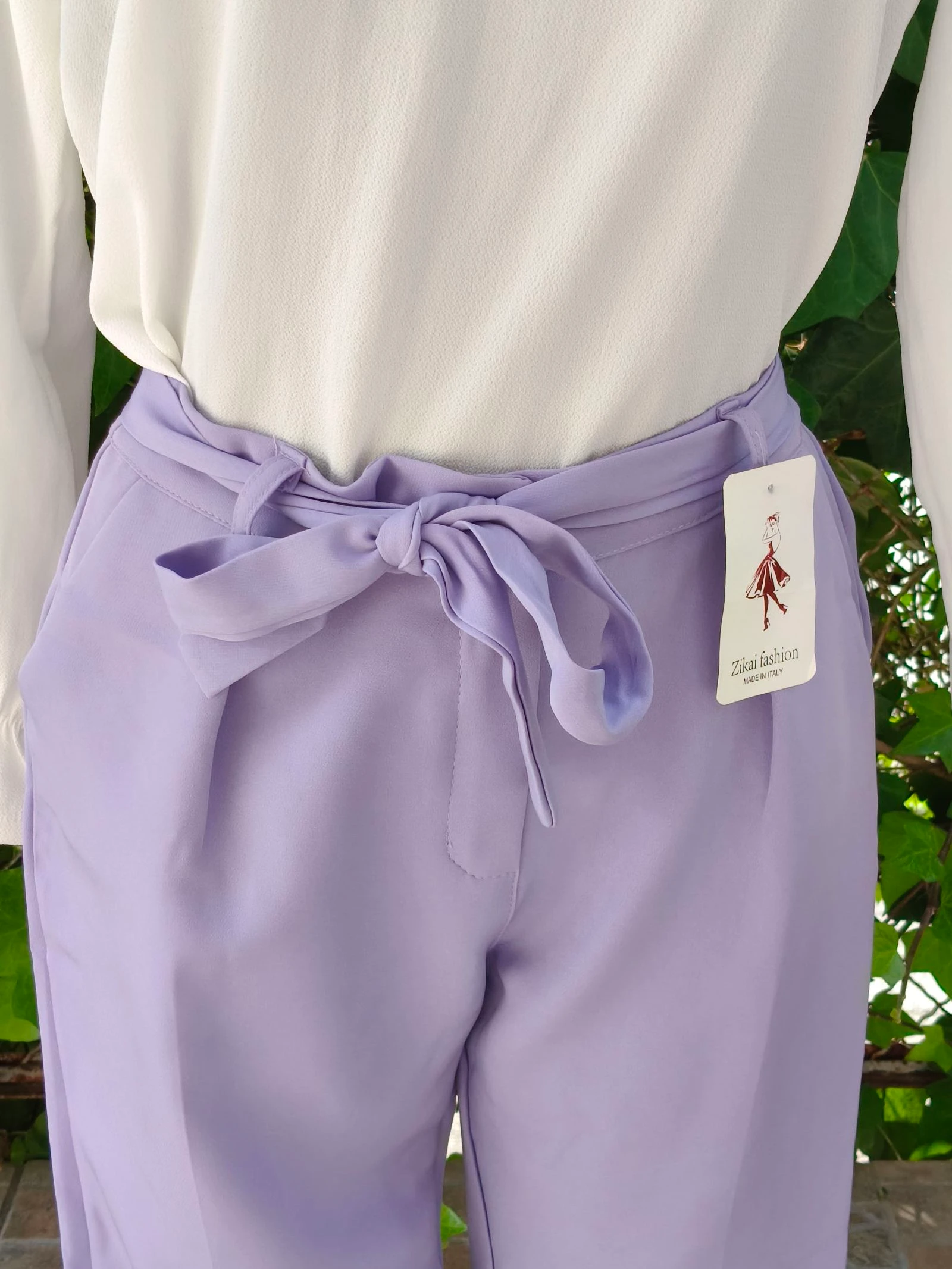 Pantalón de vestir morado lila con lazo – photo 6